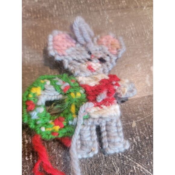 Mouse mice wreath knit crochet ornament Xmas decor - Picture 4 of 4
